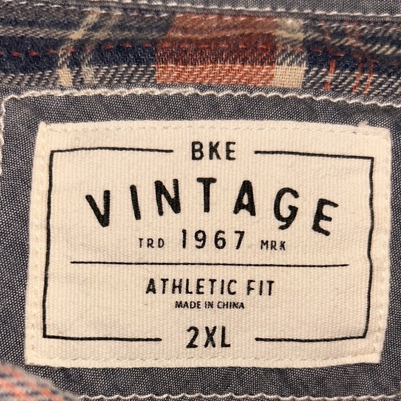 BKE Men's Plaid Button-Down Shirt - Red and Blue - Picture 2 of 3